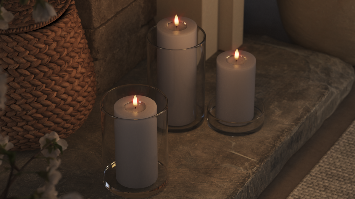 LED-Blockkerzen mit naturgetreuer LED-Flamme