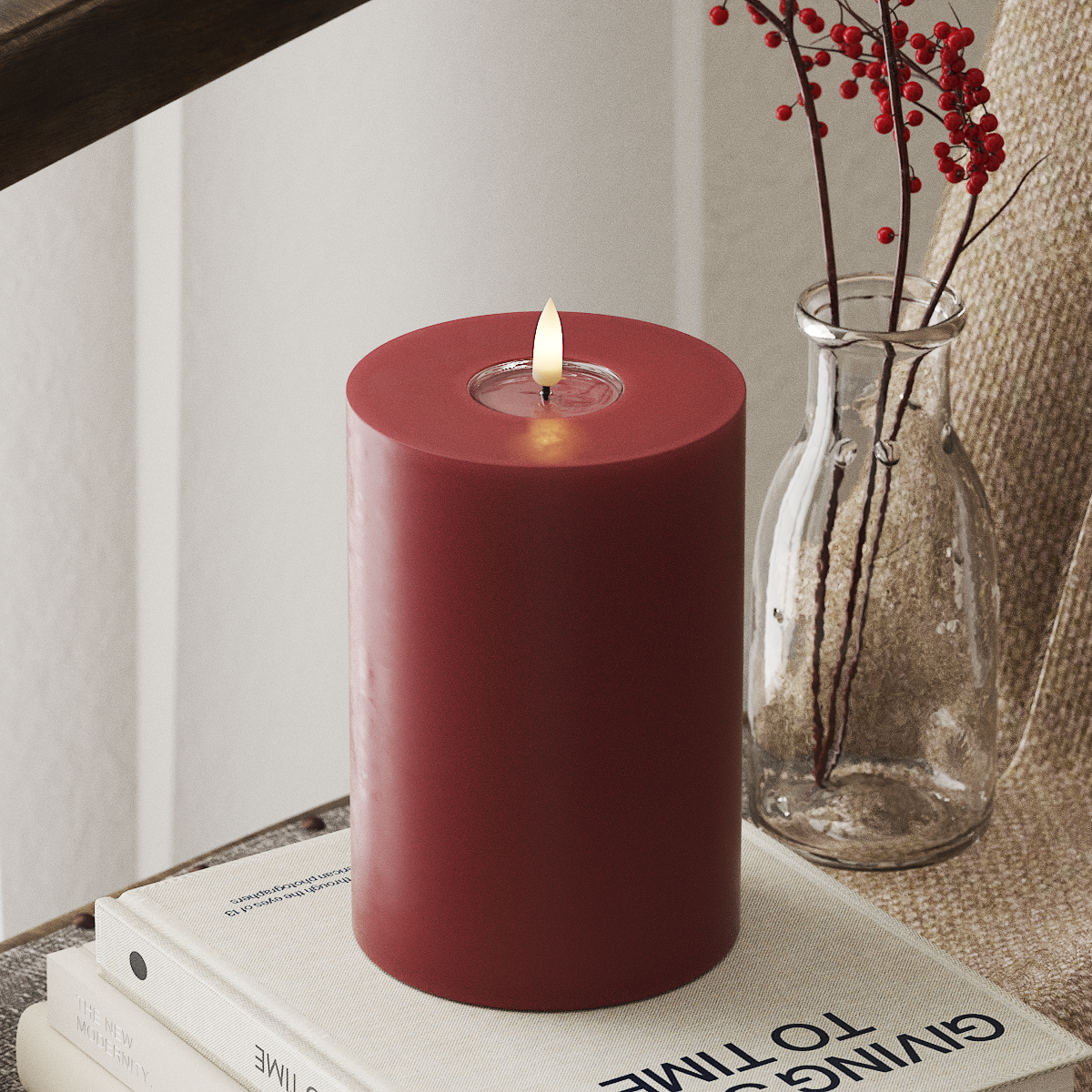 LED-Blockkerzen Ø 10 x 15 cm Bordeaux – DeluxeHomeartShop