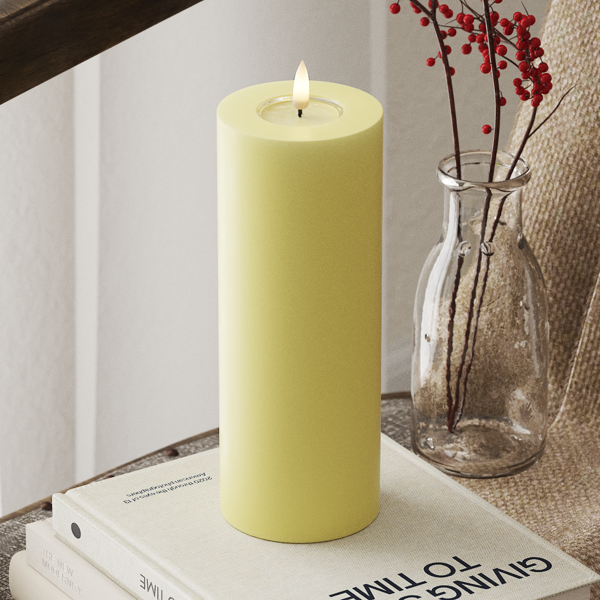 LED-Blockkerzen Ø 7,5 x 20 cm Hellgelb – DeluxeHomeartShop