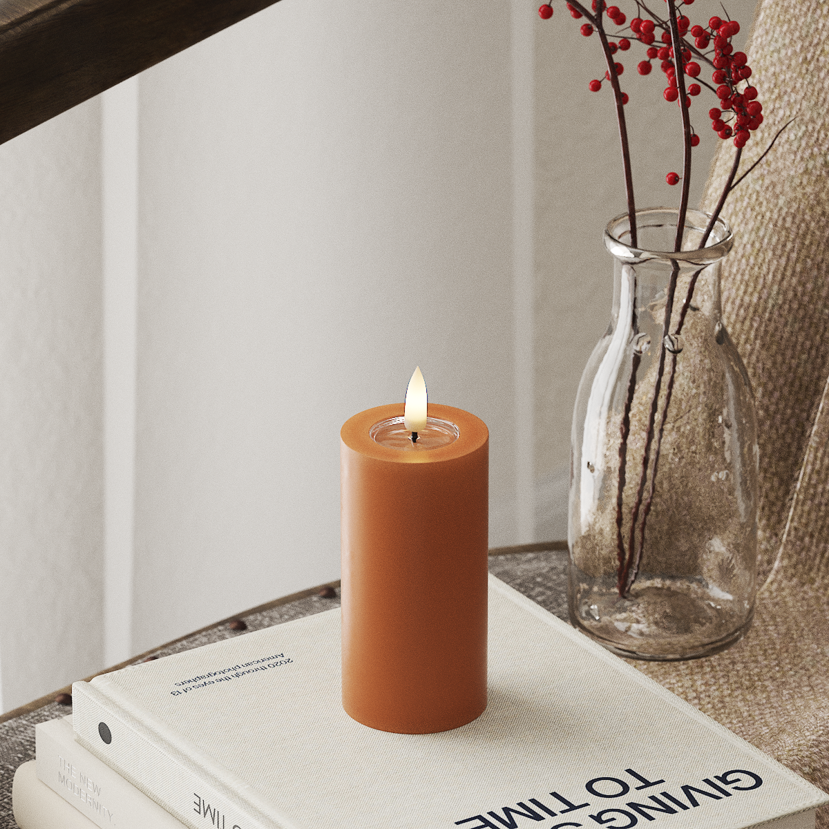 LED-Blockkerzen Ø 5 x 10 cm Orange – DeluxeHomeartShop