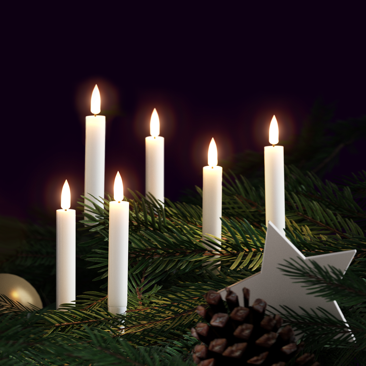 Weihnachtsbaumkerzen mit Stearin überzogen, 6 Stück – DeluxeHomeartShop