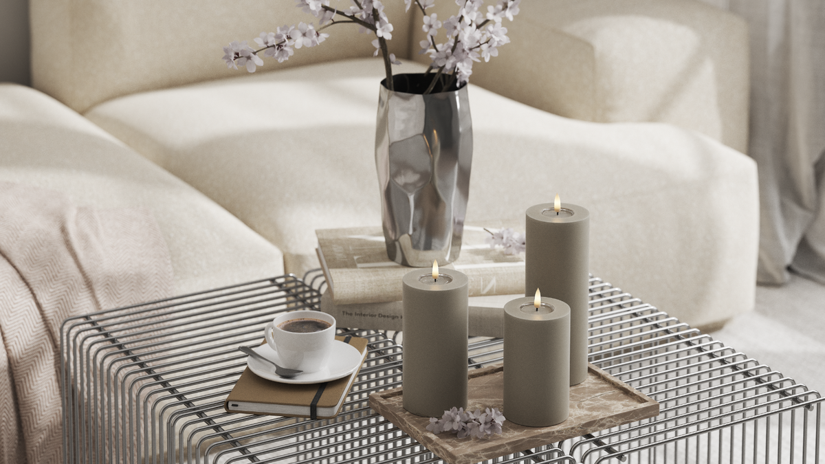 Naturgetreue LED-Blockkerzen mit Wetlook™-Design