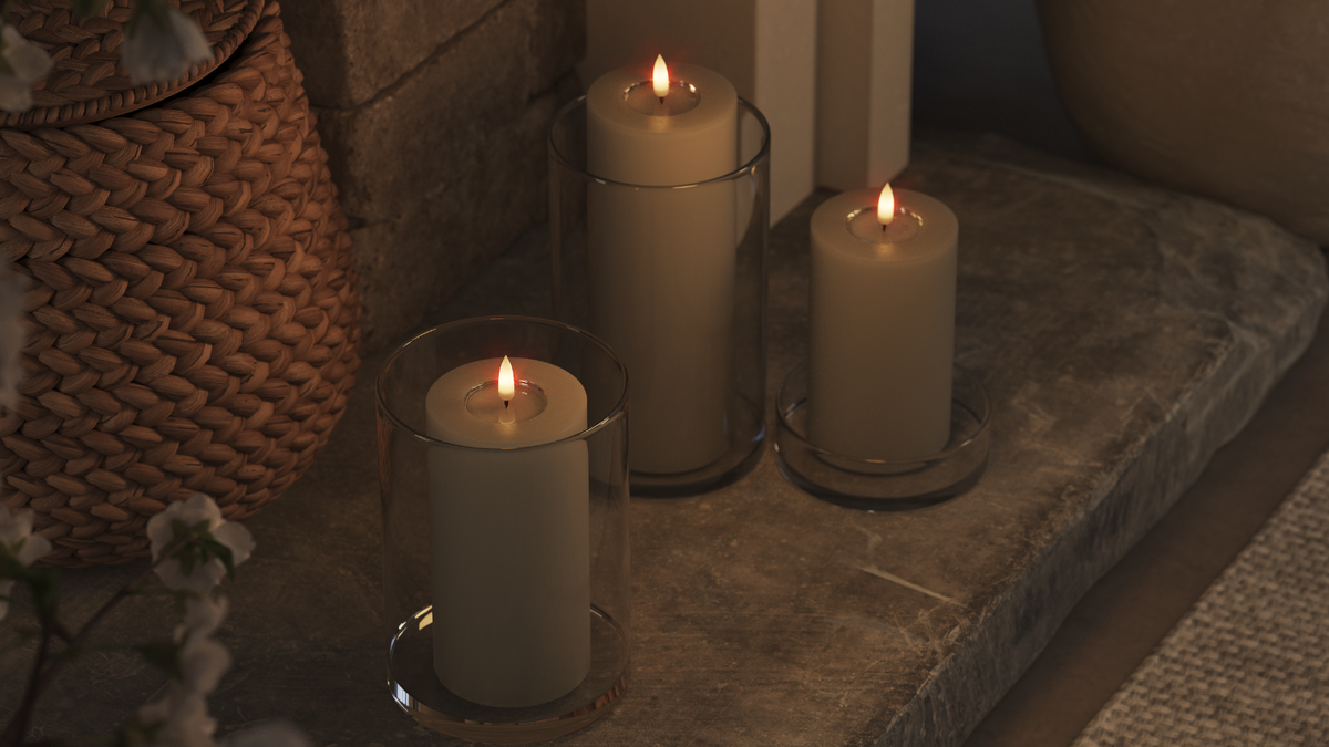 LED-Blockkerzen mit naturgetreuer LED-Flamme