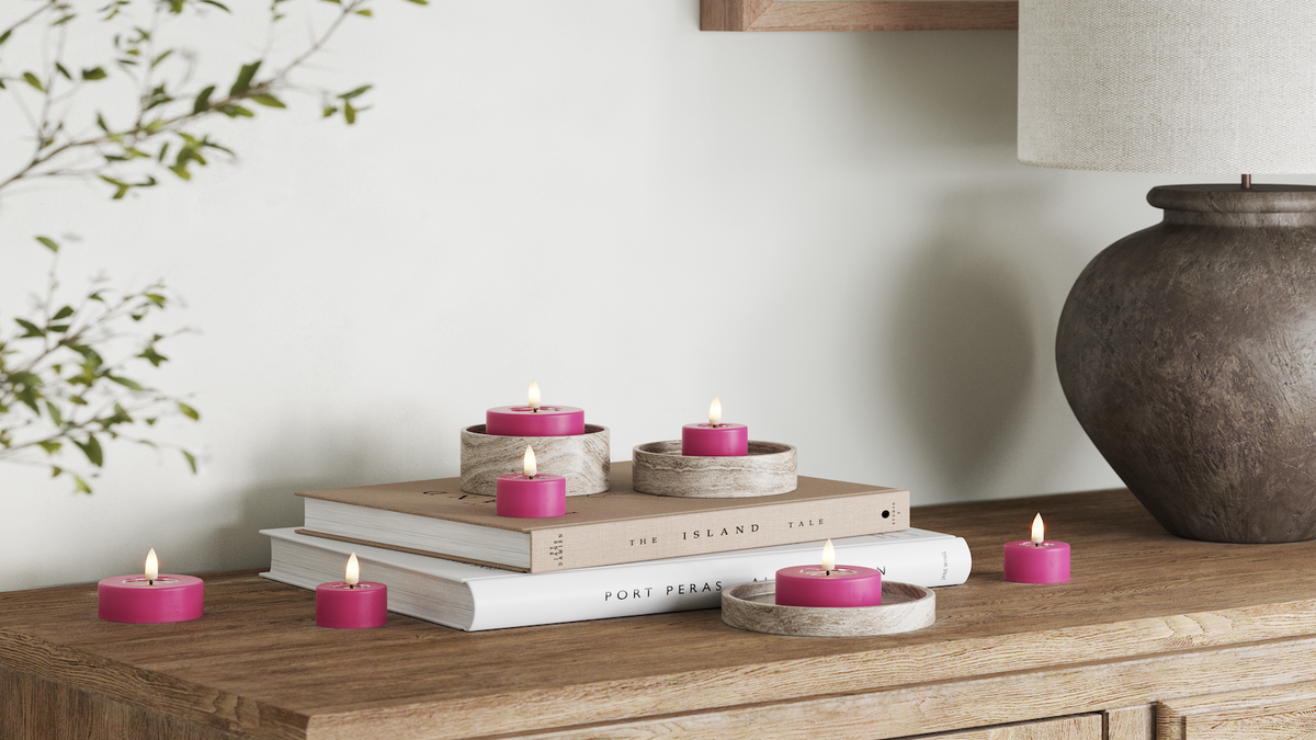 LED-Jumbo-Teelichter mit naturgetreuer LED-Flamme