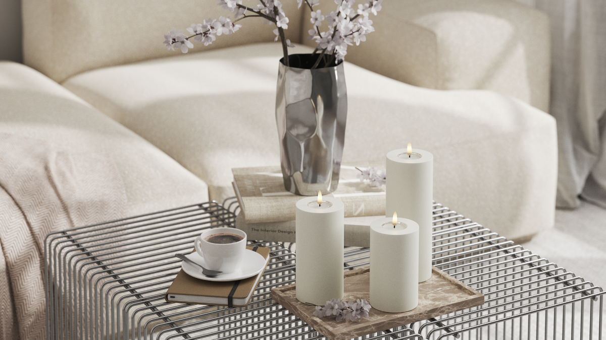 Naturgetreue LED-Blockkerzen mit Wetlook™-Design