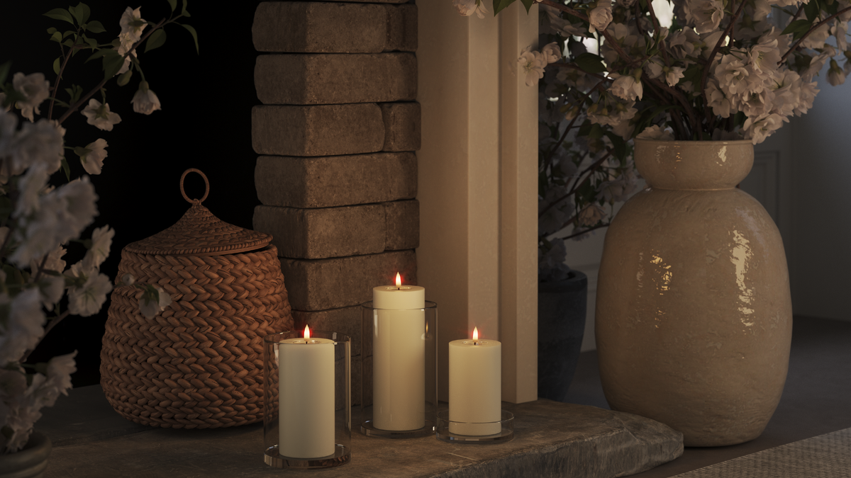 LED-Blockkerzen mit naturgetreuer LED-Flamme