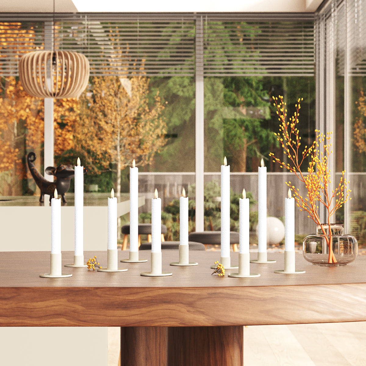 Romantik LED Stabkerzen Paket - Weiß - 6 Stück 15 cm | 4 Stück 24 cm