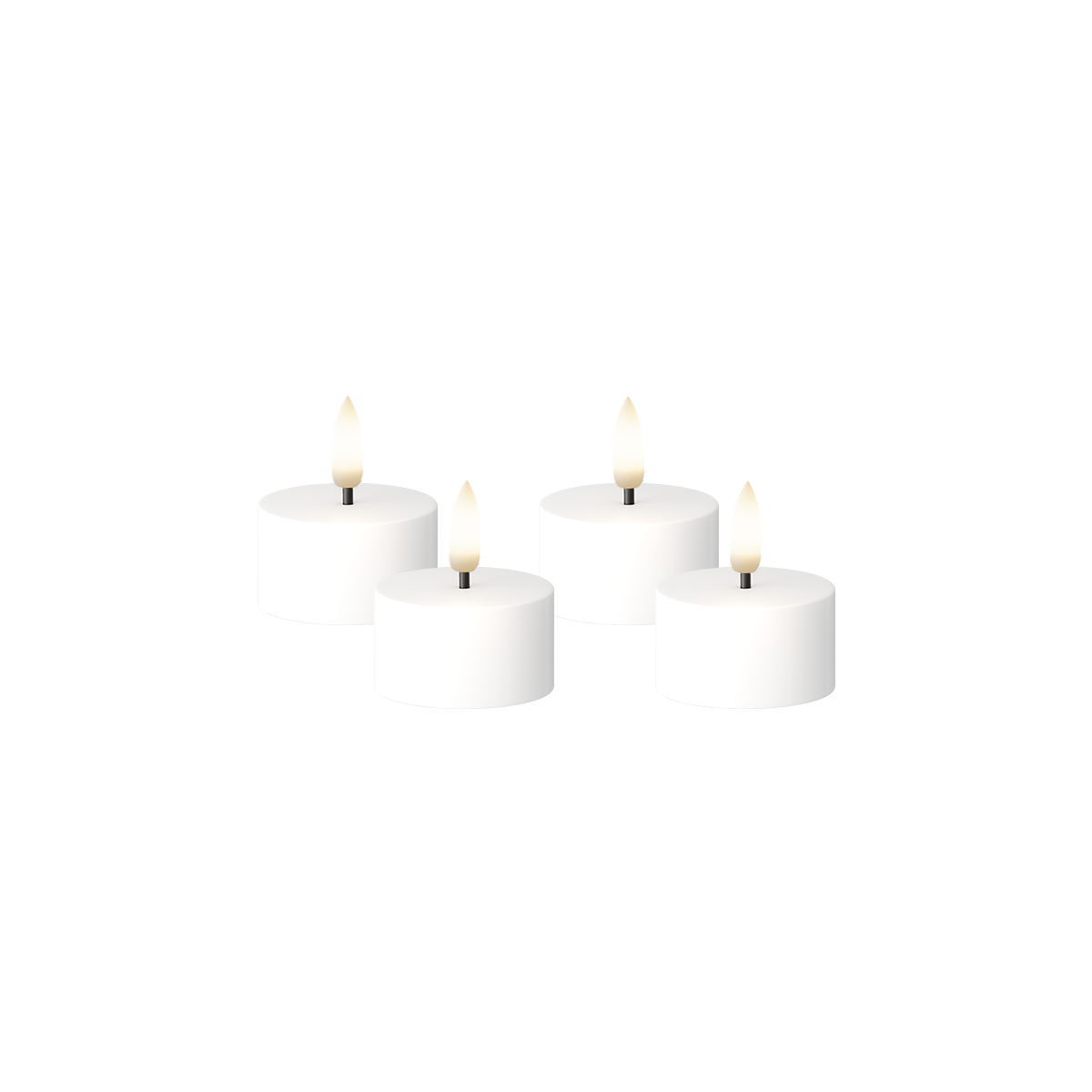 LED Mini Tea Light Flat Top 4 τμχ, Ø 3,8 x 2 cm Λευκό