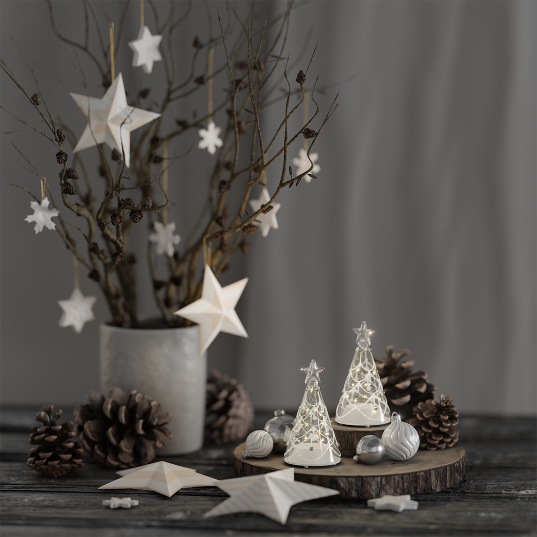 Deluxe Homeart Glas juletræ 2 stk 1