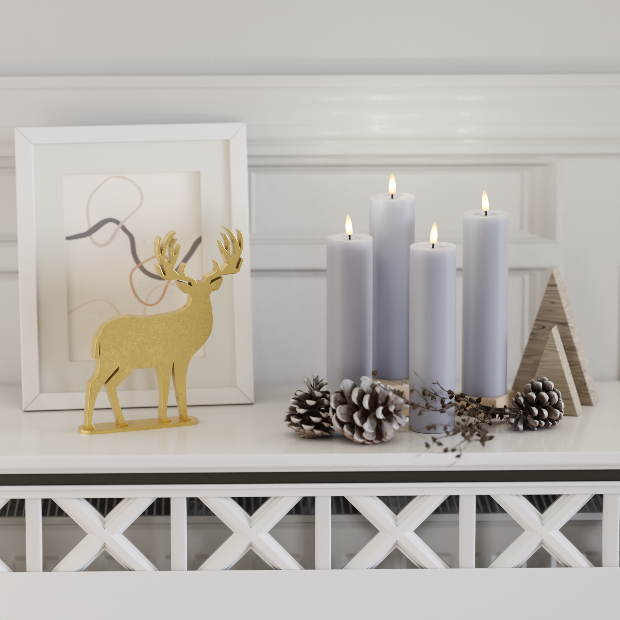 Deluxe Homeart LED Blockkerzen Paket - Verblasst Blau - 4 Stück 5 x 20 cm 2