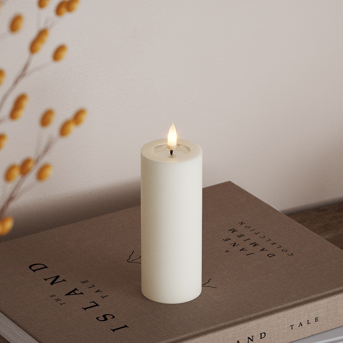 Deluxe Homeart LED Blockkerzen Ø 5 x 12,5 cm Weiß LED Blockkerzen 3