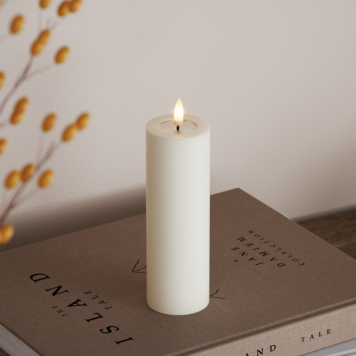 Deluxe Homeart LED Blockkerzen Ø 5 x 15 cm Weiß LED Blockkerzen 3