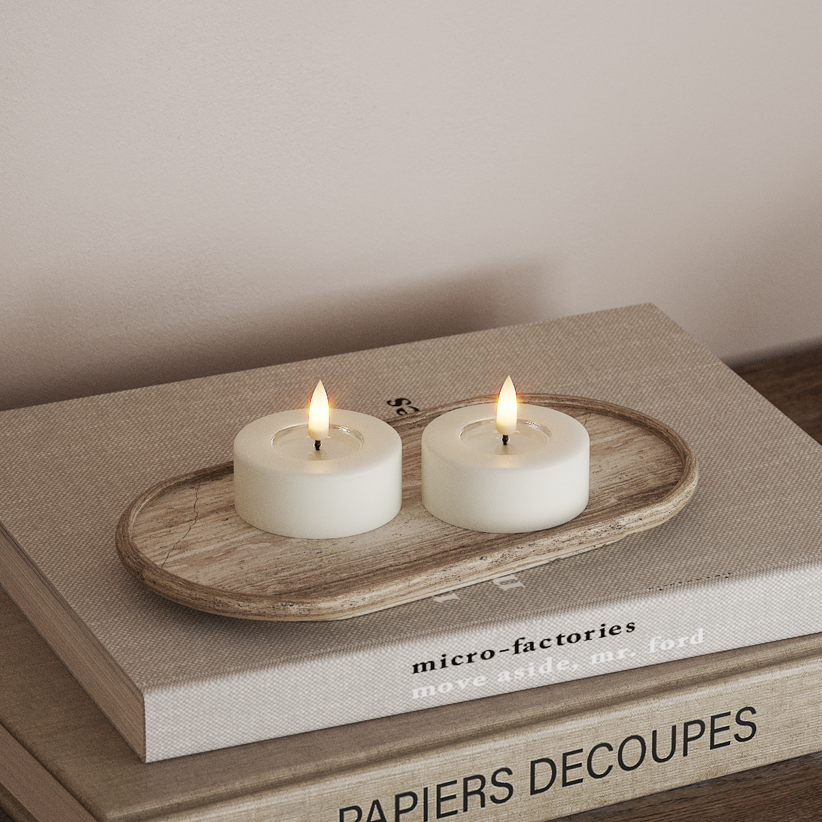 Deluxe Homeart LED Jumbo Teelichter 2 Stück groß Weiß LED Jumbo Teelichter 3