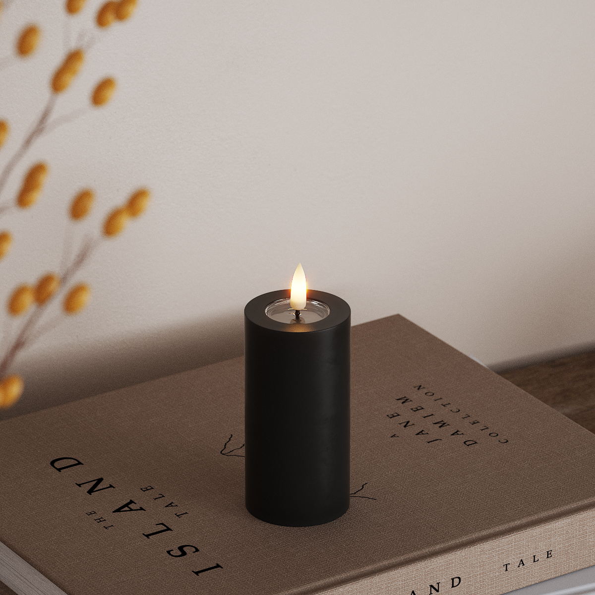 Deluxe Homeart LED Blockkerzen Ø 5 x 10 cm Schwarz LED Blockkerzen 3