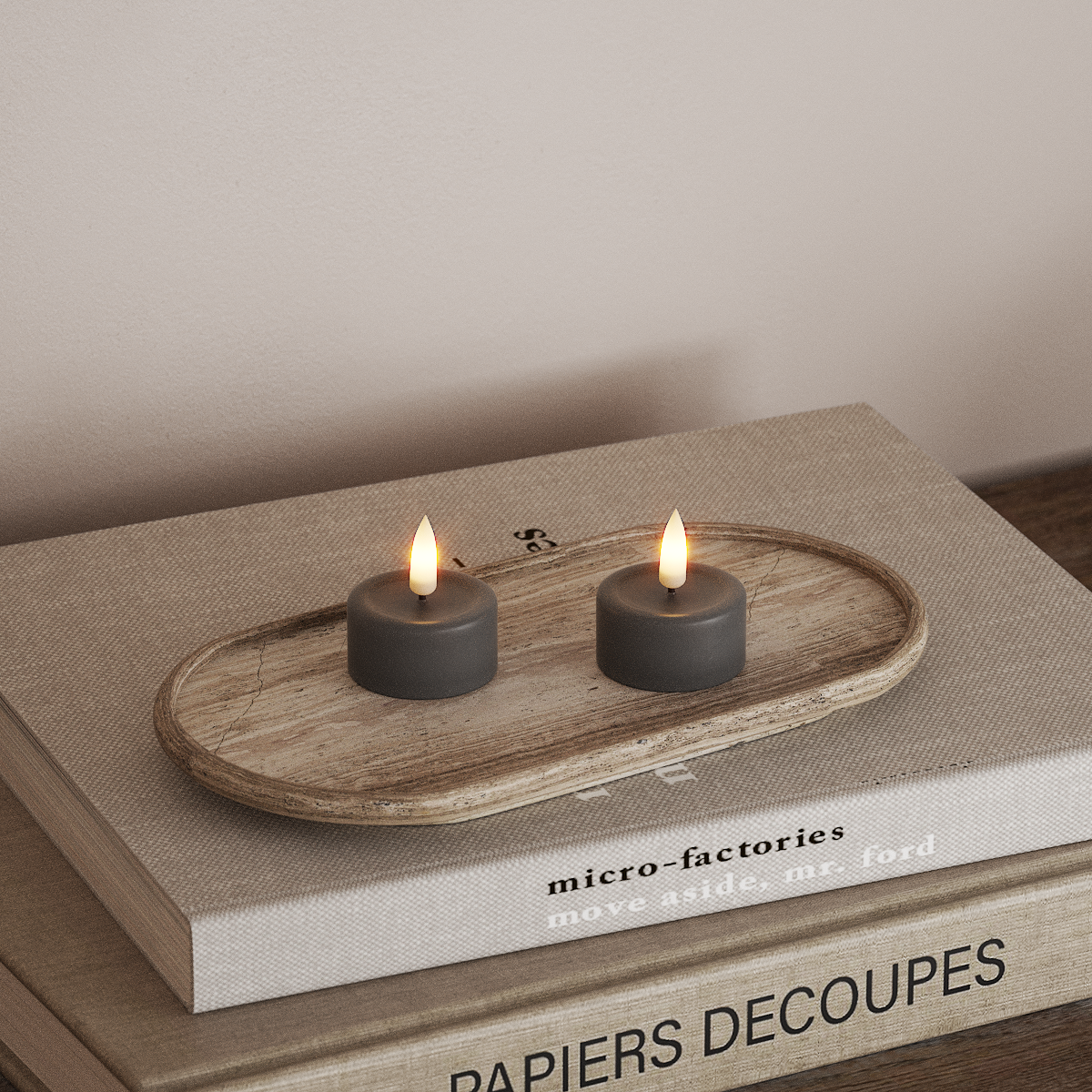 Deluxe Homeart LED Teelichter 2 Stück Grau LED Teelichter 3