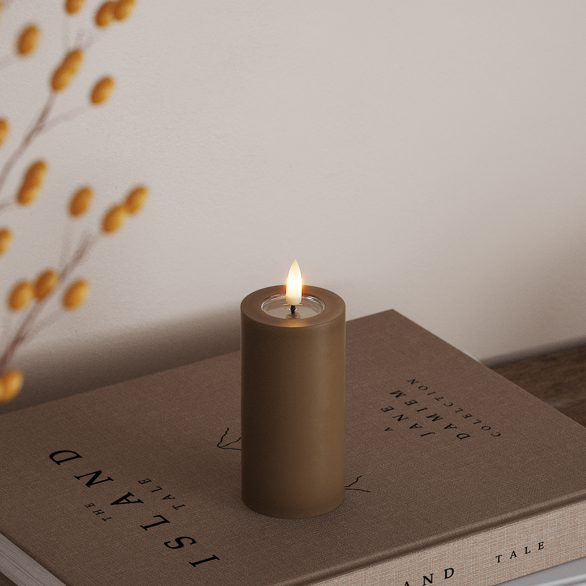 Deluxe Homeart LED Blockkerzen Ø 5 x 10 cm Karamell LED Blockkerzen 3