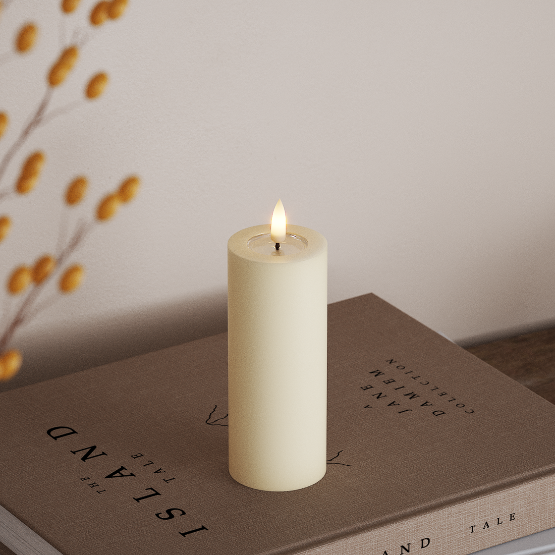 Deluxe Homeart LED Blockkerzen Ø 5 x 12,5 cm Creme LED Blockkerzen 4