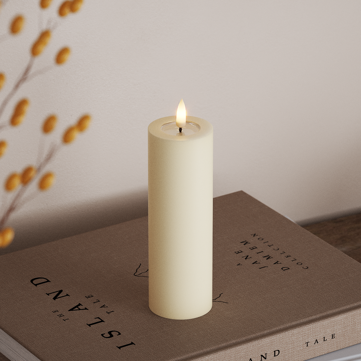 Deluxe Homeart LED Blockkerzen Ø 5 x 15 cm Creme LED Blockkerzen 3