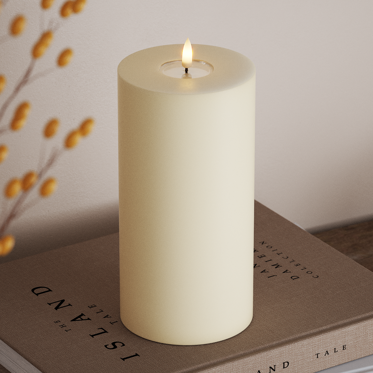 Deluxe Homeart LED Blockkerzen Ø 10 x 20 cm Creme LED Blockkerzen 3