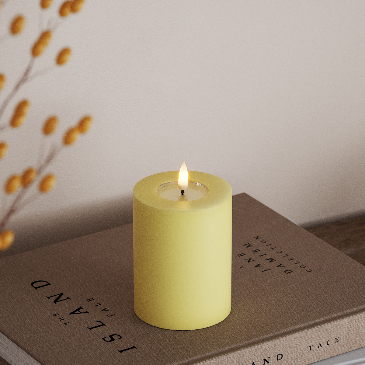 Deluxe Homeart LED Blockkerzen Ø 7,5 x 10 cm Hellgelb LED Blockkerzen 3