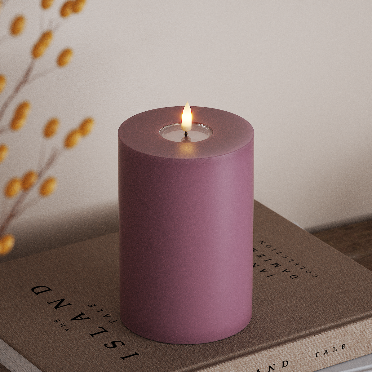 Deluxe Homeart LED Blockkerzen Ø 10 x 15 cm Helllila LED Blockkerzen 3