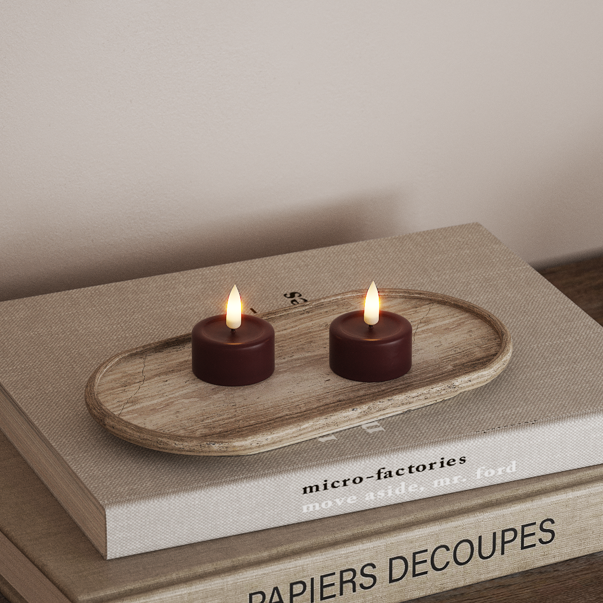 Deluxe Homeart LED Teelichter 2 Stück Burgunderrot LED Teelichter 3