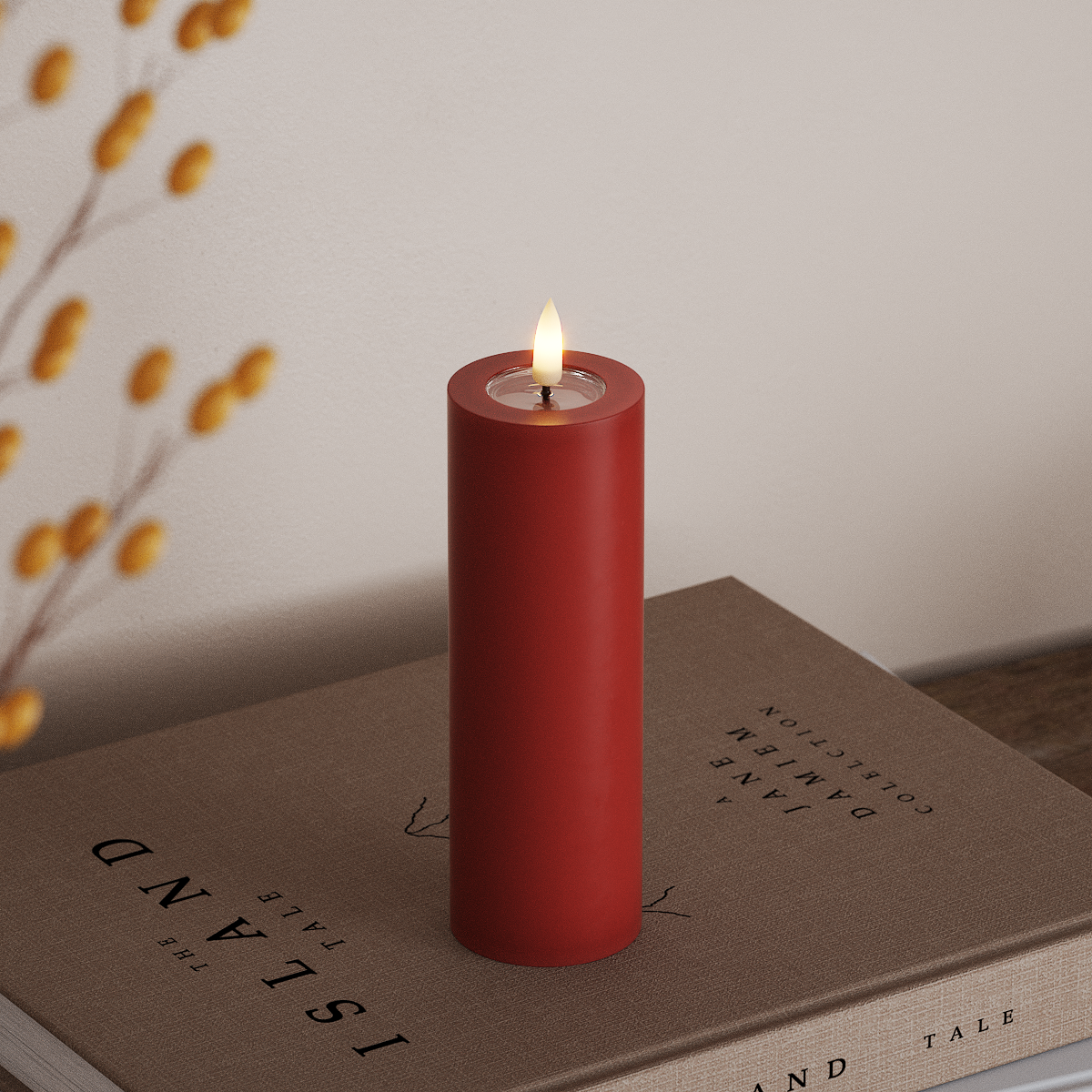Deluxe Homeart LED Blockkerzen Ø 5 x 15 cm Rot LED Blockkerzen 3