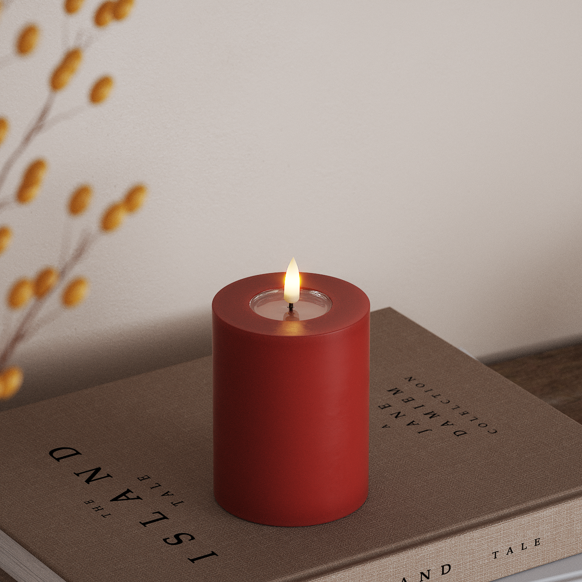 Deluxe Homeart LED Blockkerzen Ø 7,5 x 10 cm Rot LED Blockkerzen 3