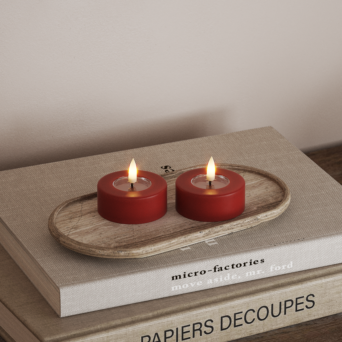 Deluxe Homeart Jumbo LED Vela de chá 2 peças grandes Vermelho Jumbo LED Vela de chá 4