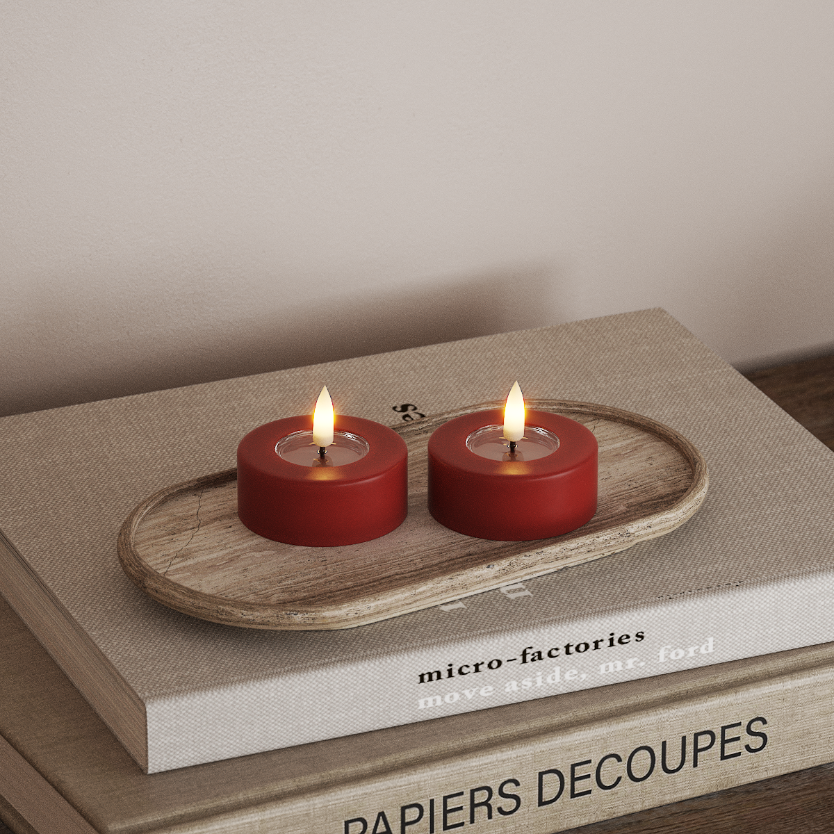 Deluxe Homeart LED Jumbo Teelichter 2 Stück groß Rot LED Jumbo Teelichter 3