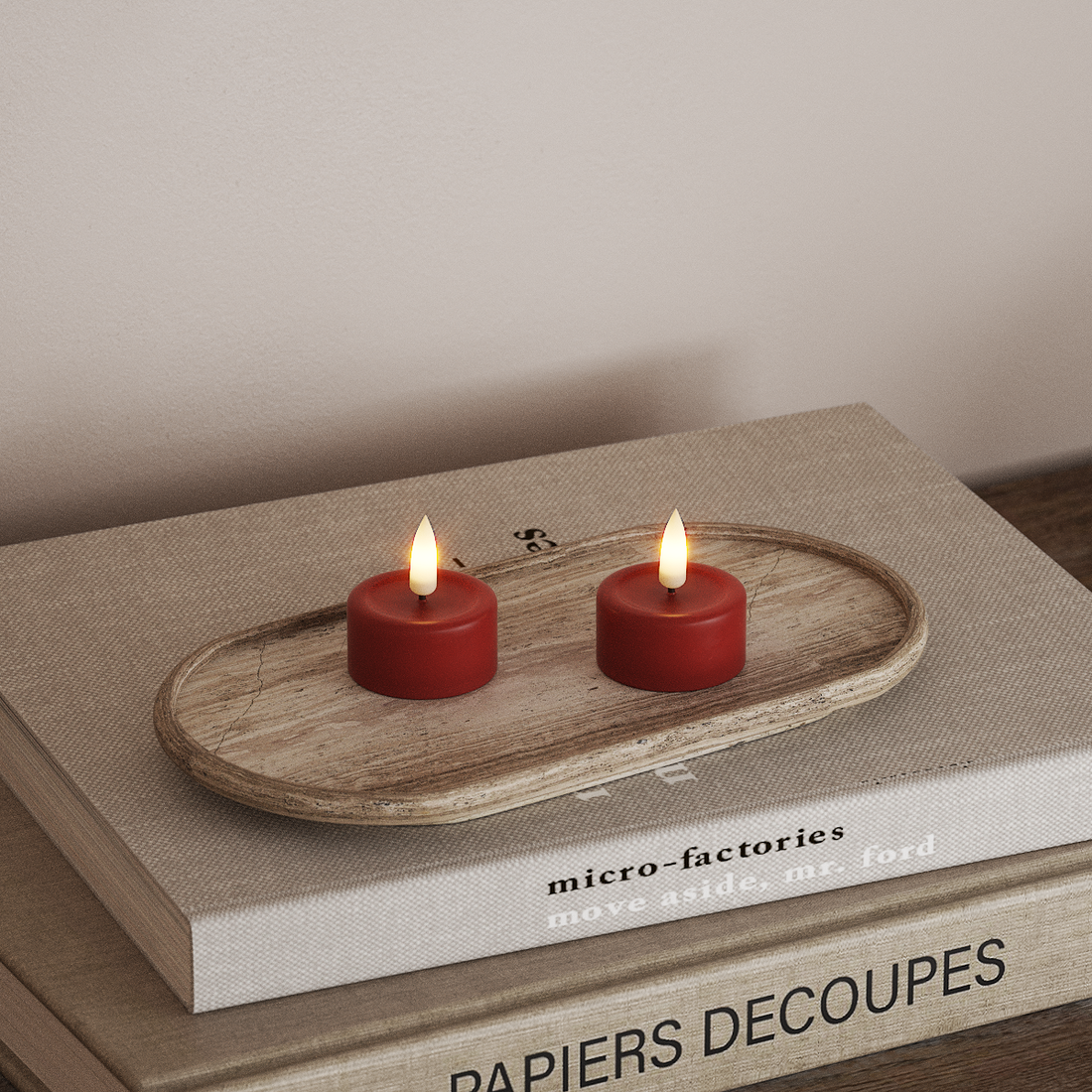 Deluxe Homeart LEDs Vela de chá 2 peças Vermelho LEDs Vela de chá 4