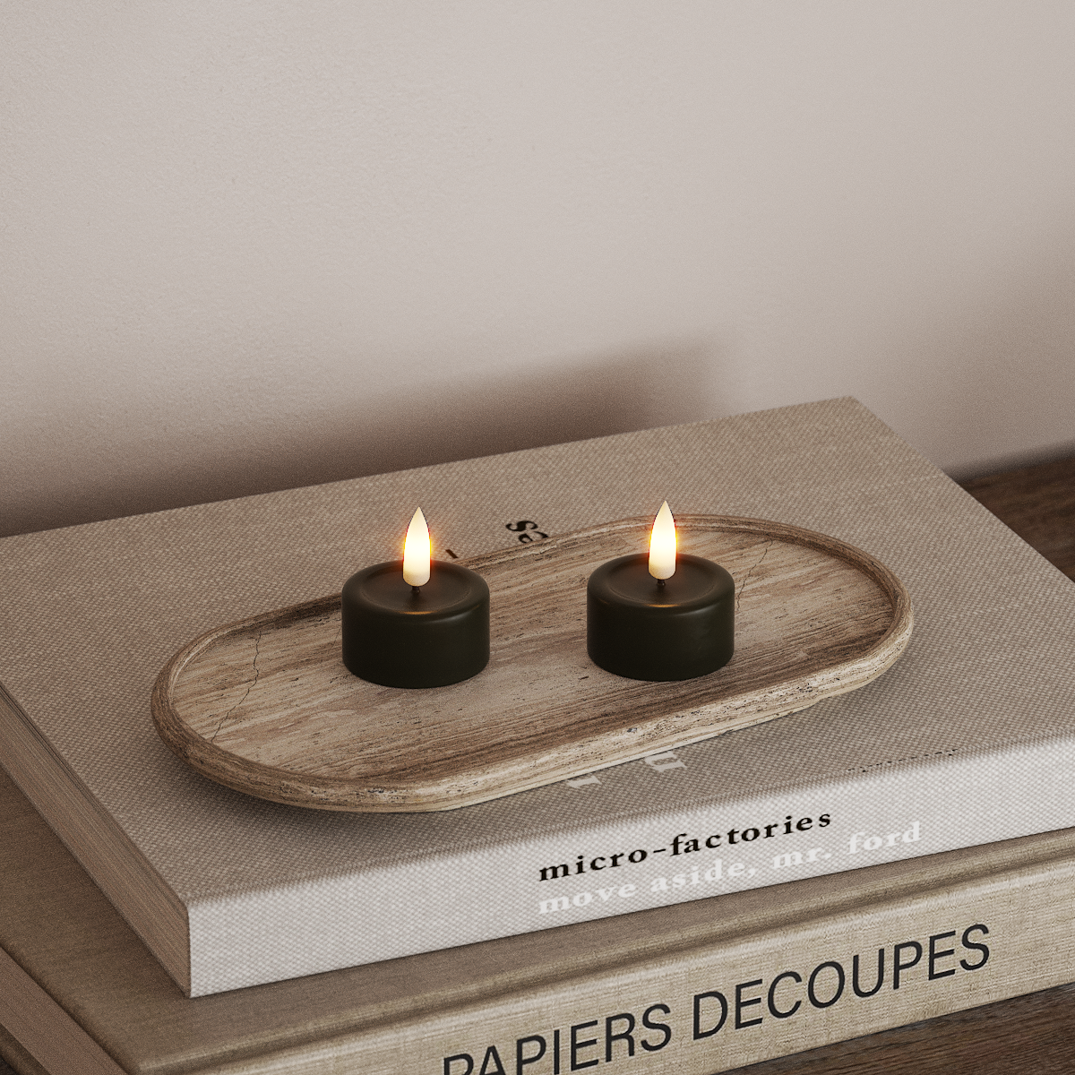 Deluxe Homeart LED Teelichter 2 Stück Dunkelgrün LED Teelichter 3