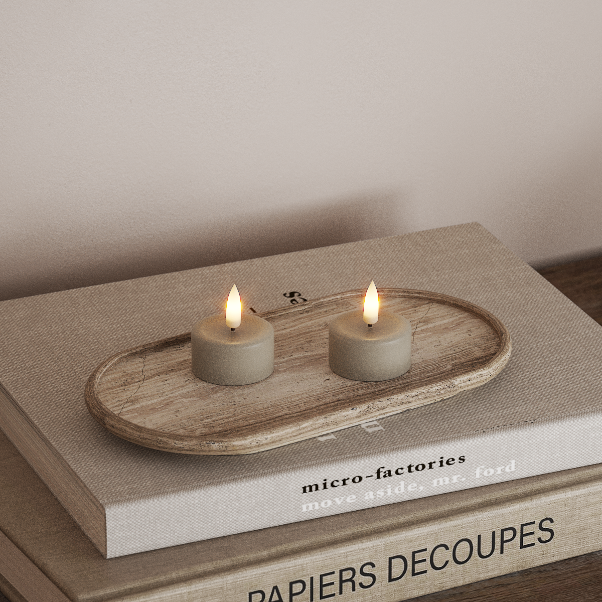 Deluxe Homeart LED Teelichter 2 Stück Sand LED Teelichter 3