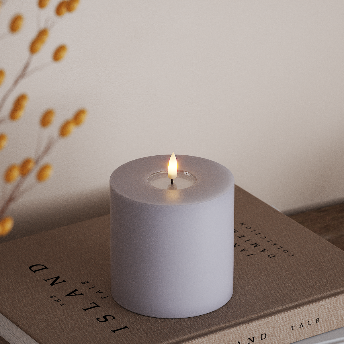 Deluxe Homeart LEDs Vela pilar Ø 10 x 10 cm Azul empoeirado LEDs Vela pilar 3