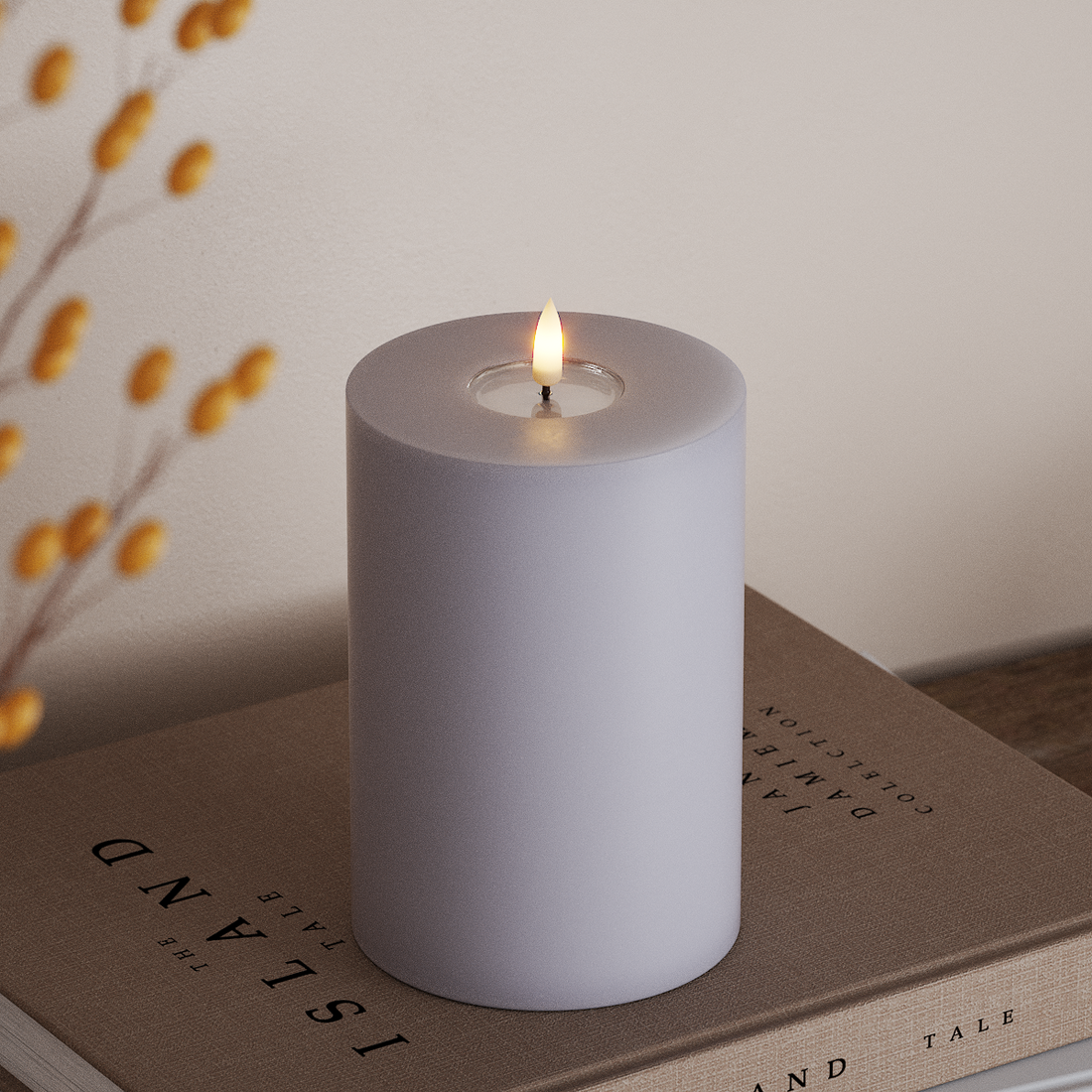 Deluxe Homeart LED Blockkerzen Ø 10 x 15 cm Verblasst Blau LED Blockkerzen 4