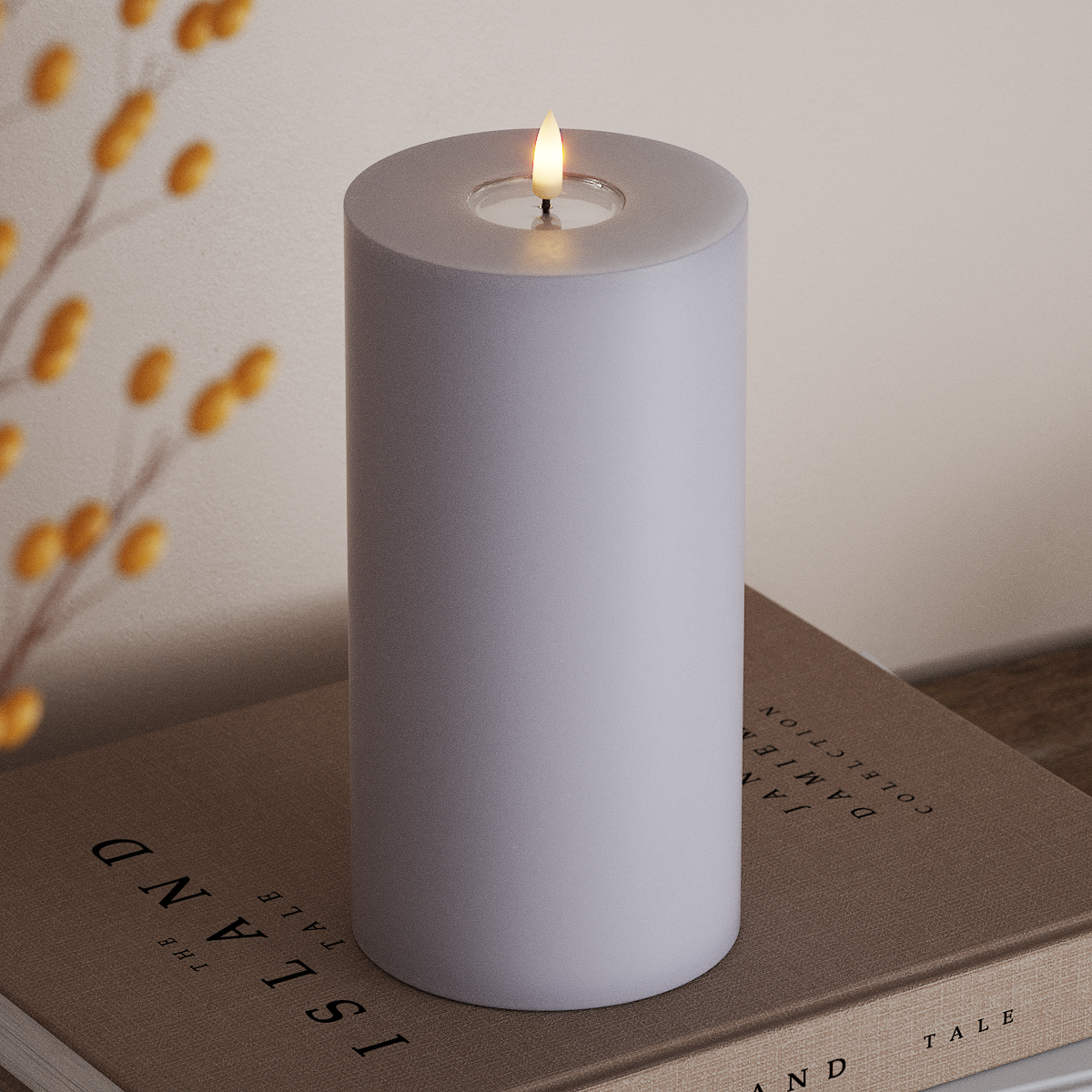 Deluxe Homeart LED Blockkerzen Ø 10 x 20 cm Verblasst Blau LED Blockkerzen 3