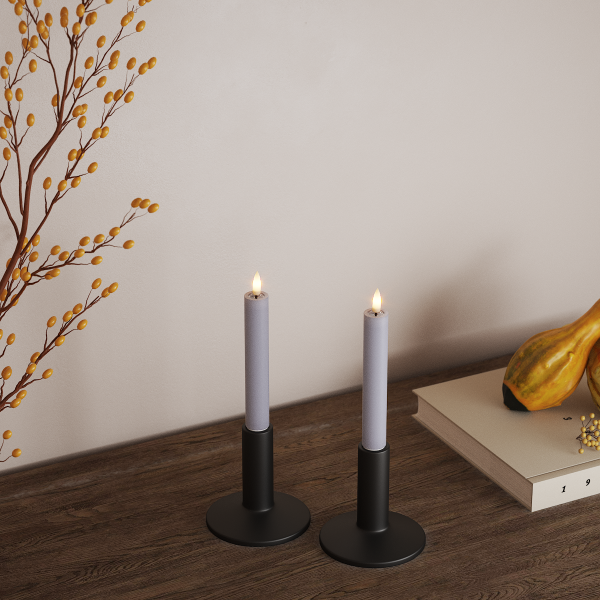 Deluxe Homeart LED Stabkerzen 2 Stück, Ø 2 x 15 cm Verblasst Blau LED Stabkerzen 3