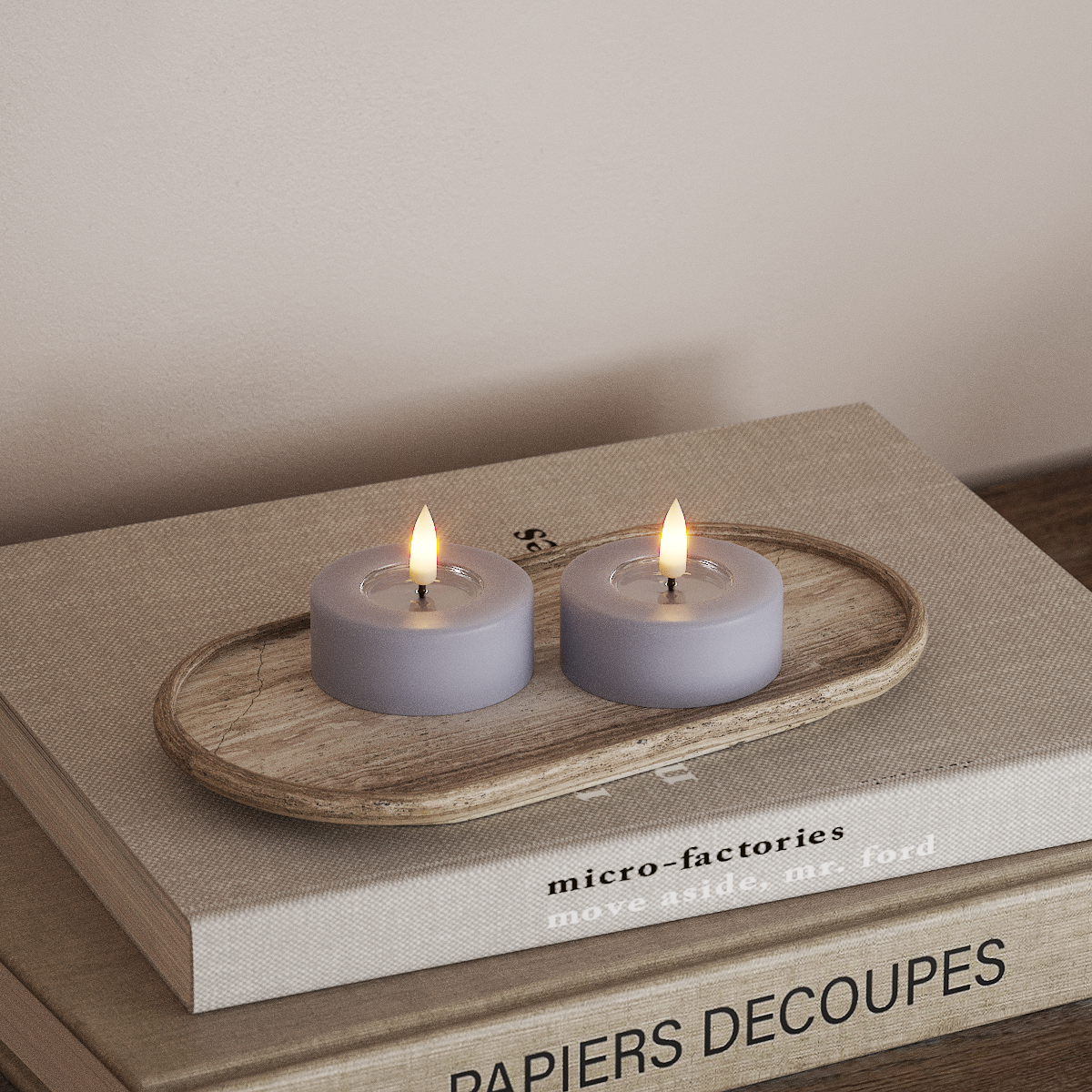 Deluxe Homeart LED Jumbo Teelichter 2 Stück groß Verblasst Blau LED Jumbo Teelichter 3