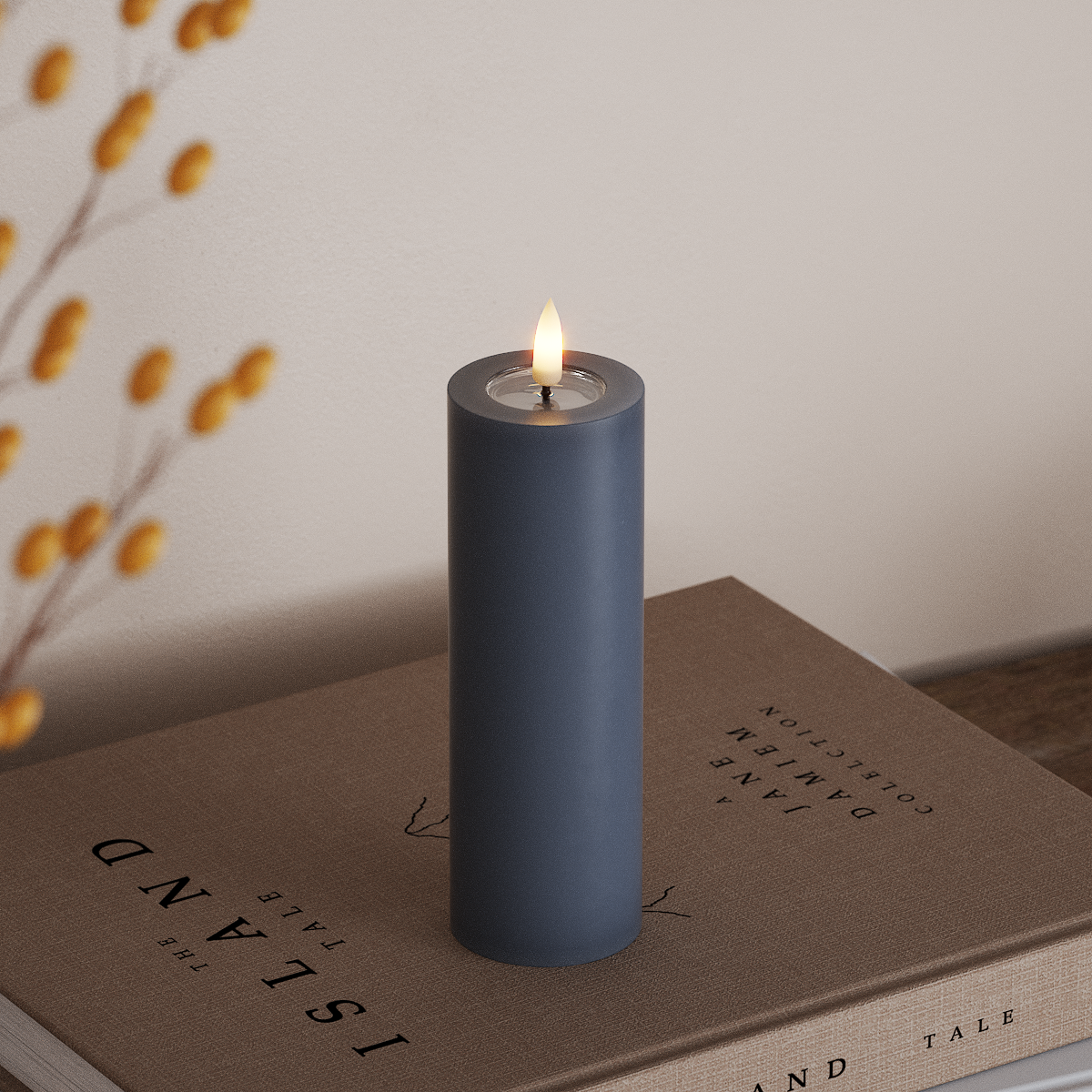 Deluxe Homeart LED Blockkerzen Ø 5 x 15 cm Eisblau LED Blockkerzen 3