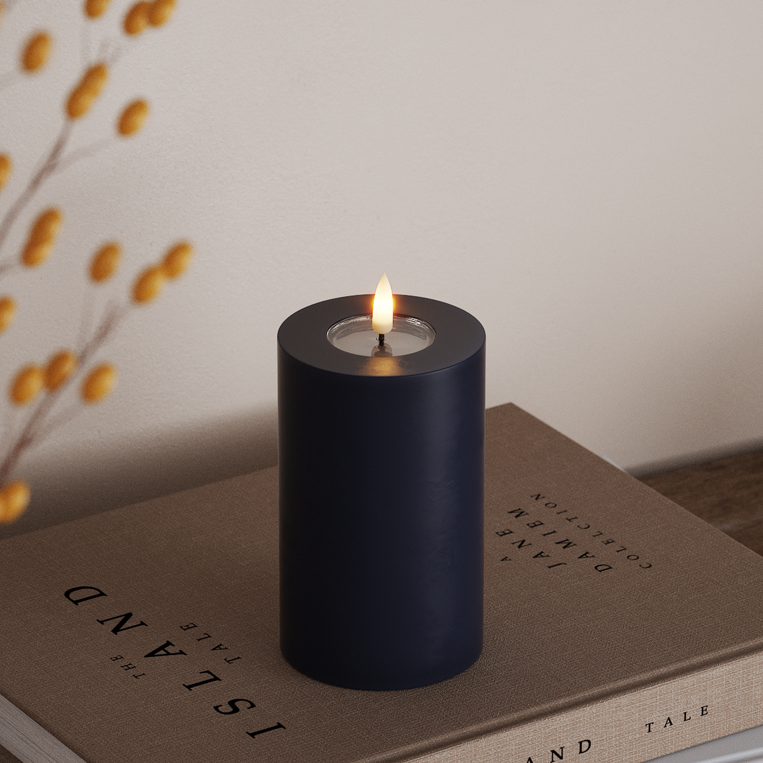 Deluxe Homeart LED Blockkerzen Ø 7,5 x 12,5 cm Königsblau LED Blockkerzen 4