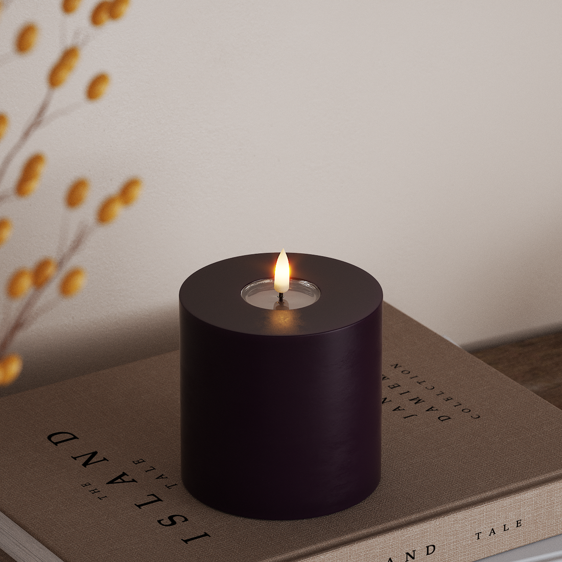 Deluxe Homeart Φωτιστικό μπλοκ LED Ø 10 x 10 cm Σκούρο μωβ Φως μπλοκ LED 4