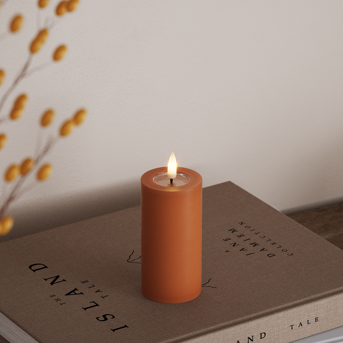 Deluxe Homeart Φωτιστικό μπλοκ LED Ø 5 x 10 cm Πορτοκαλί Φως μπλοκ LED 4