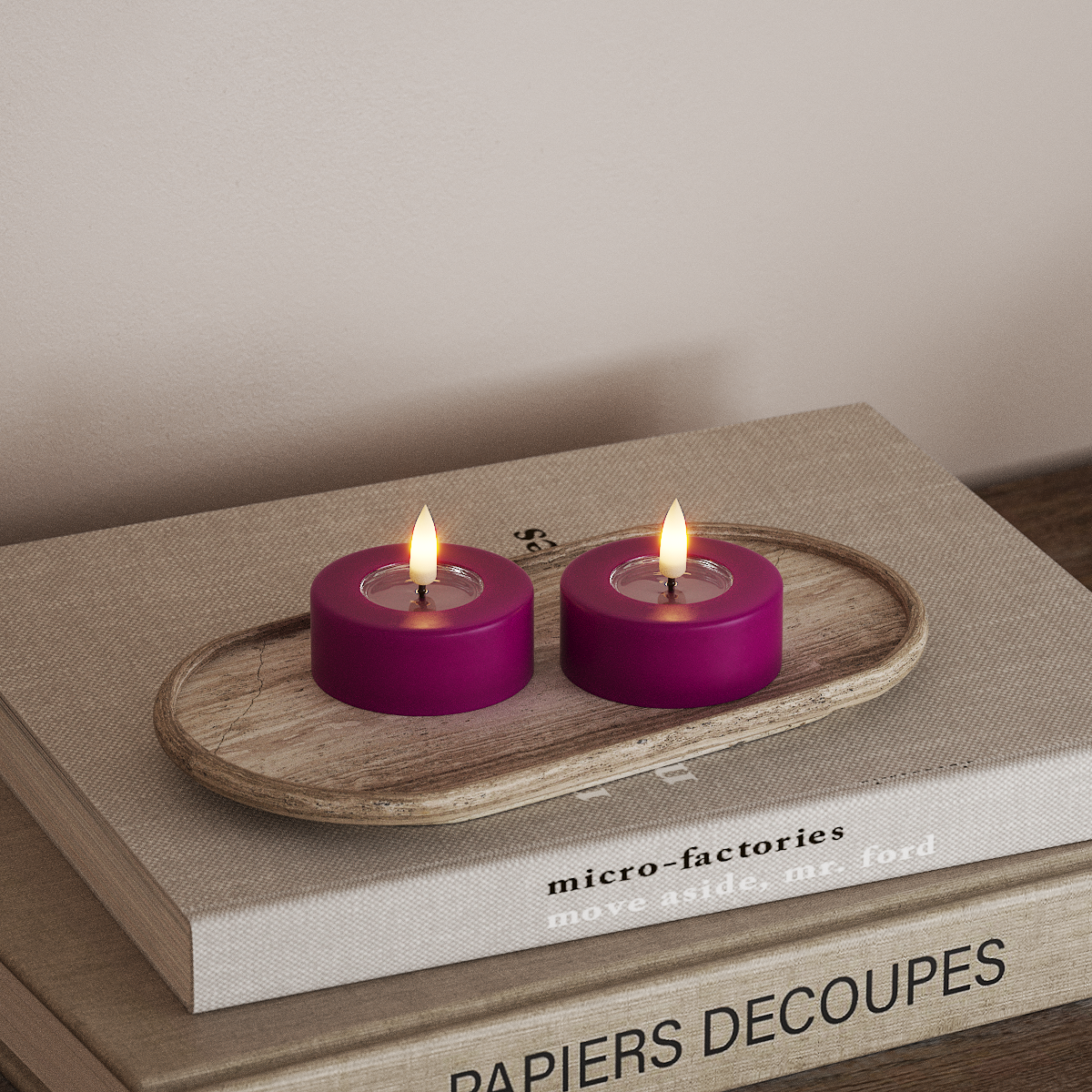 Deluxe Homeart LED Jumbo Teelichter 2 Stück groß Violett LED Jumbo Teelichter 3