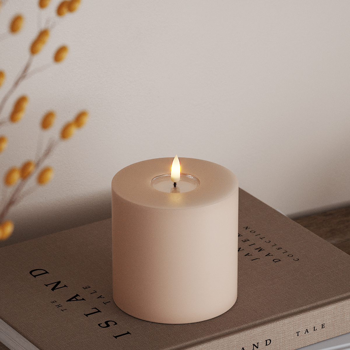 Deluxe Homeart LED Blockkerzen Ø 10 x 10 cm Rosa LED Blockkerzen 3