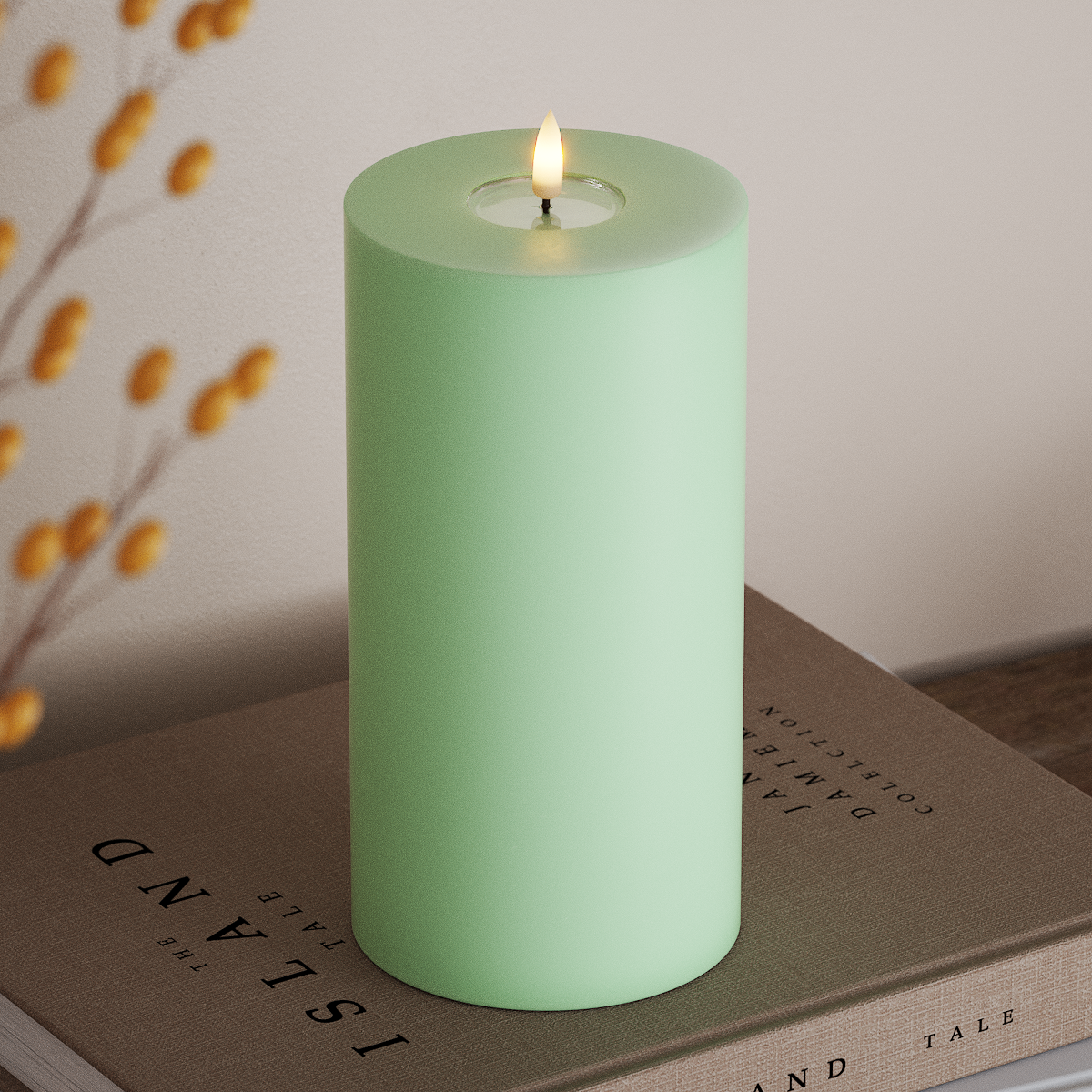 Deluxe Homeart LED Blockkerzen Ø 10 x 20 cm Minze LED Blockkerzen 3