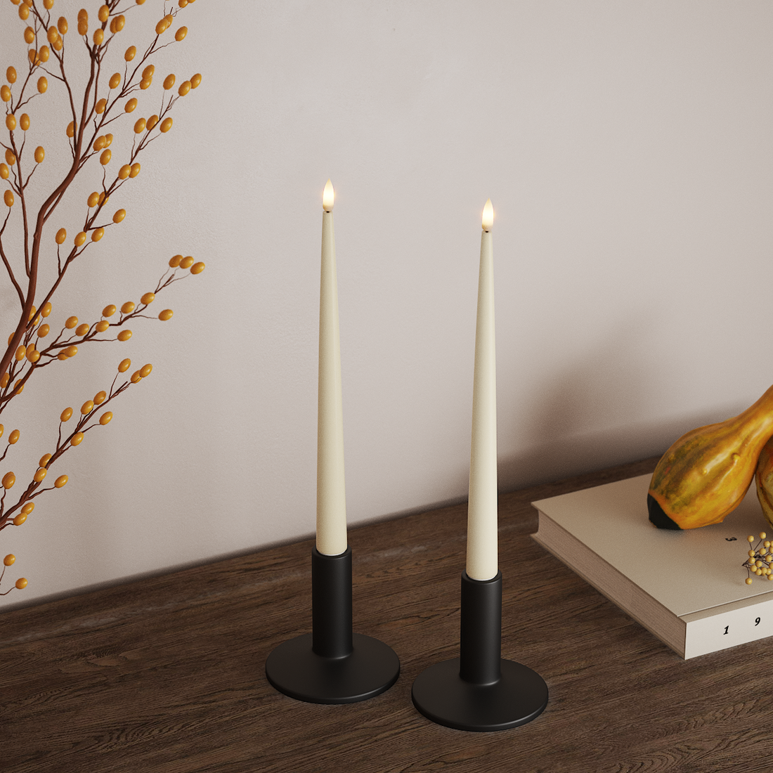 Deluxe Homeart LED Kerzenlicht Mit Lack mit Lack, 2 Stück 28 cm Creme LED Kerzenlicht Mit Lack 4