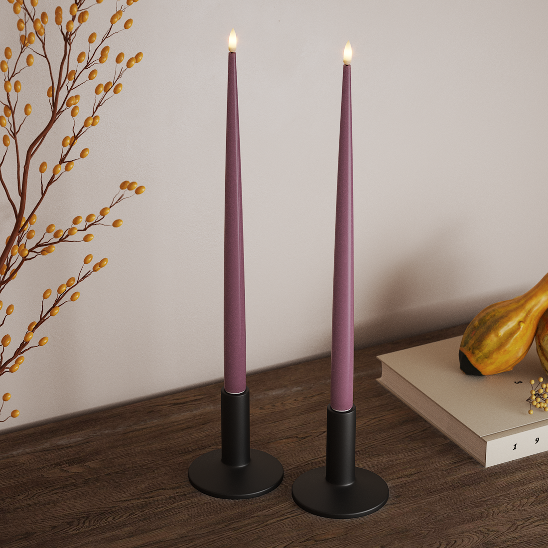 Deluxe Homeart LED Ljus Med Lack med Lack, 2 st 38 cm Ljuslila LED Ljus Med Lack 4