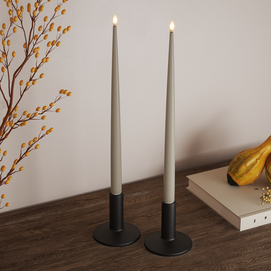 Deluxe Homeart LED Kerzenlicht Mit Lack mit Lack, 2 Stück 38 cm Sand LED Kerzenlicht Mit Lack 4