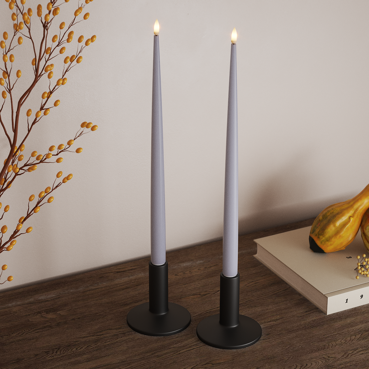 Deluxe Homeart LED Kerzenlicht Mit Lack mit Lack, 2 Stück 38 cm Verblasst Blau LED Kerzenlicht Mit Lack 3