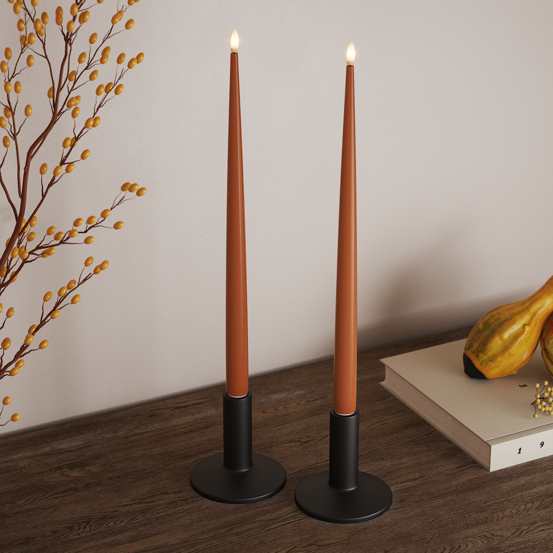 Deluxe Homeart LED Kerzenlicht Mit Lack mit Lack, 2 Stück 38 cm Orange LED Kerzenlicht Mit Lack 4